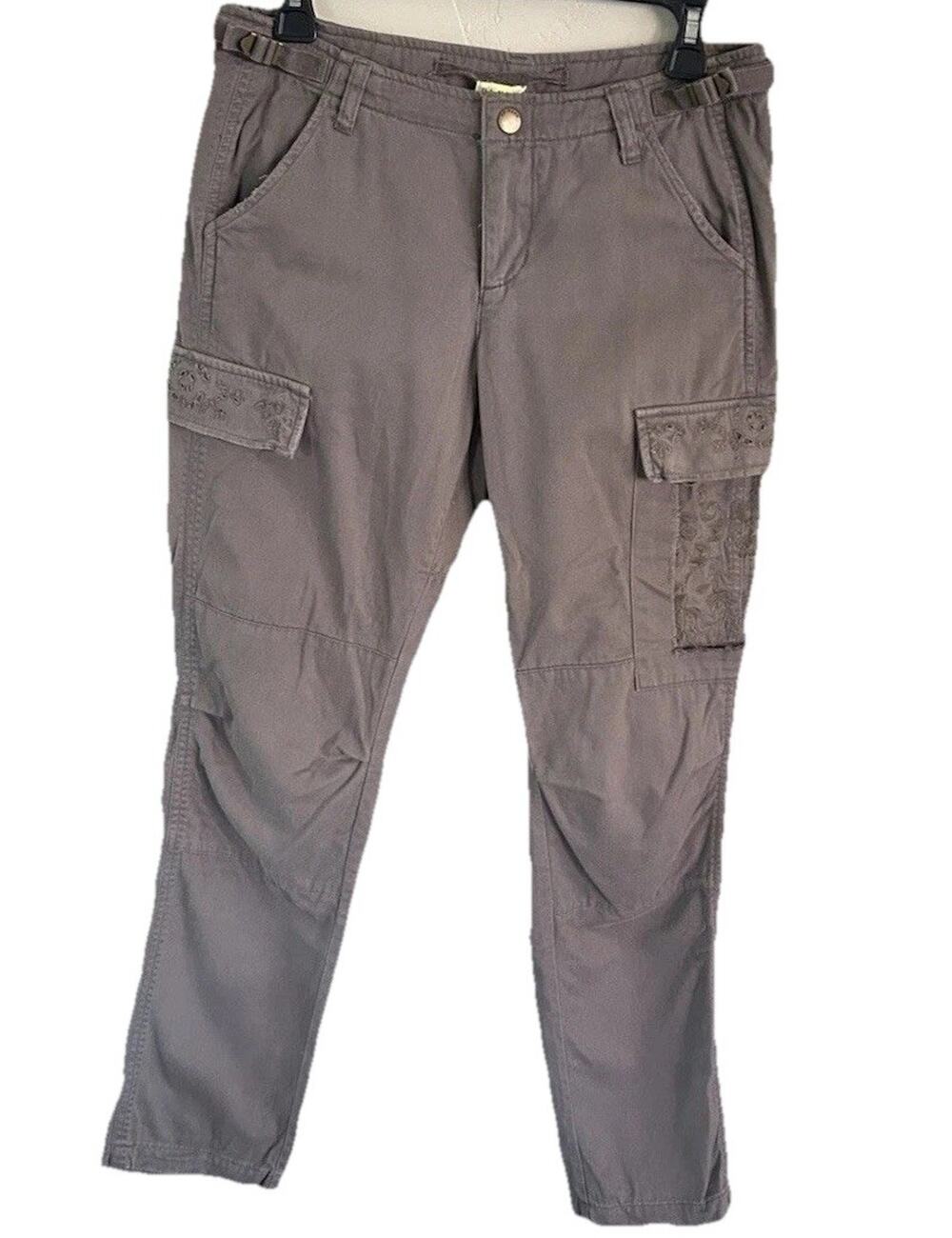 Da-Nang Surplus Indo-China Cargo Pants Women’s S Gray Embroidered Grunge Y2K VTG